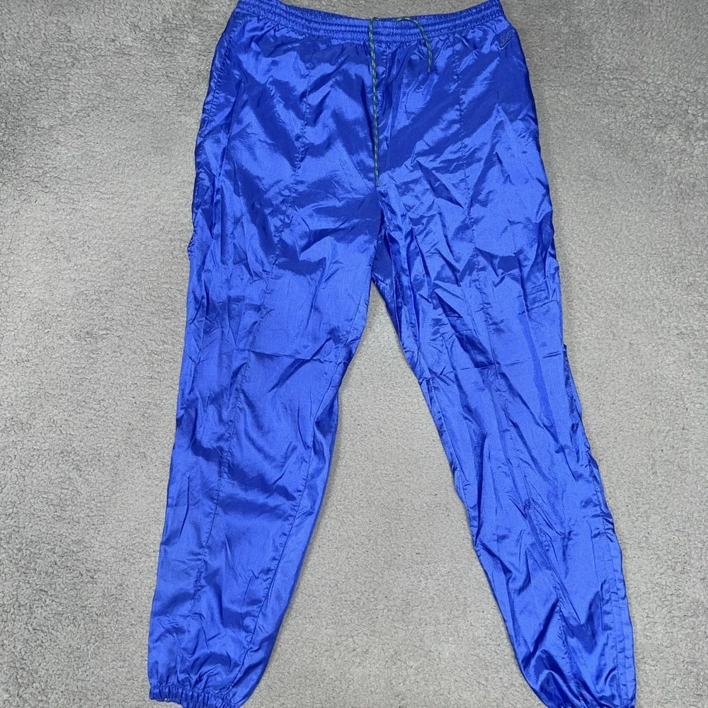 VTG Nike Windbreaker Track Pants Youth Sz L (14) Blue Ankle Zip Nylon Jogger 90s